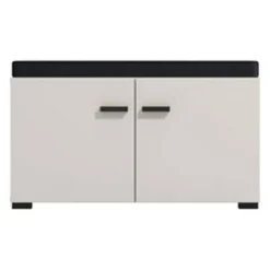 Mobile da Ingresso Bianco Crema Nero un Ripiano 2 Ante 80x40x57h cm, 2 Vani - Force