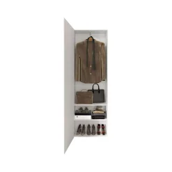 Mobile da Ingresso Bianco Lucido Bianco Appendiabiti 6 Paia 78x31x186.5h cm, 2 Ripiani - Medolla