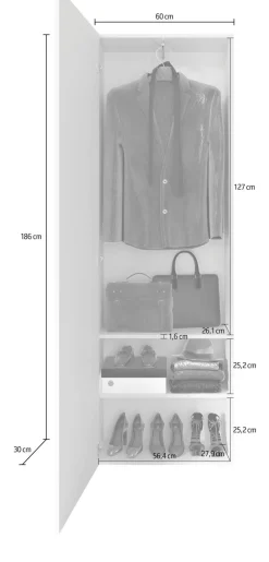 Mobile da Ingresso Bianco Lucido Bianco Appendiabiti 6 Paia 78x31x186.5h cm, 2 Ripiani - Medolla