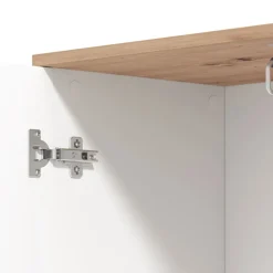 Mobile da Ingresso Bianco Marrone Rovere Nodi Specchio Incluso un Cassetto 82x30x16h cm, un Ripiano - Ingria