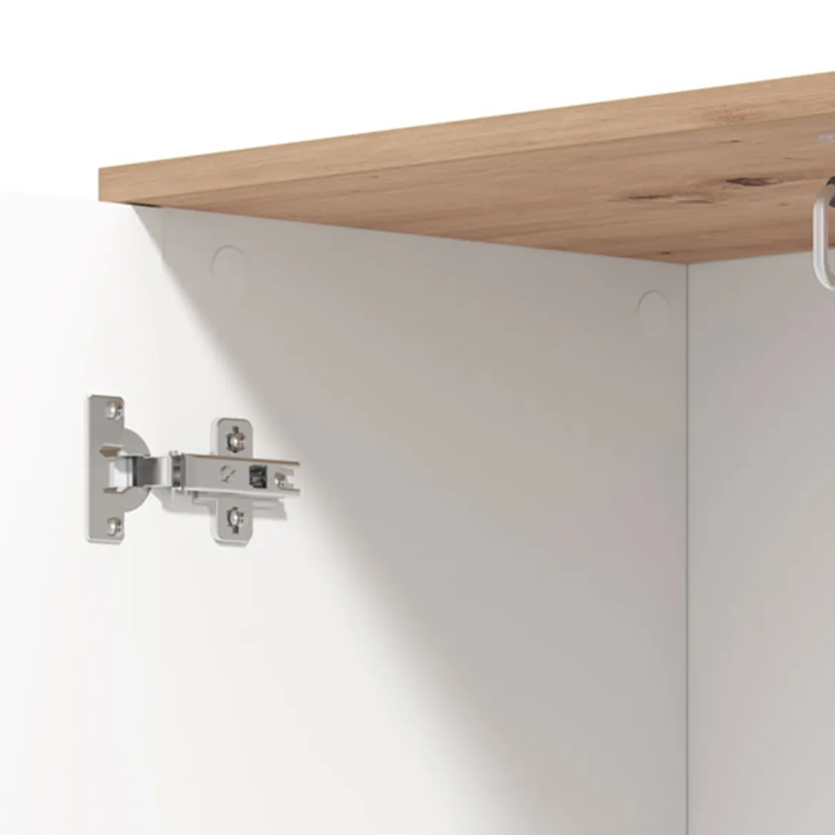 Mobile da Ingresso Bianco Marrone Rovere Nodi Specchio Incluso un Cassetto 82x30x16h cm, un Ripiano - Ingria