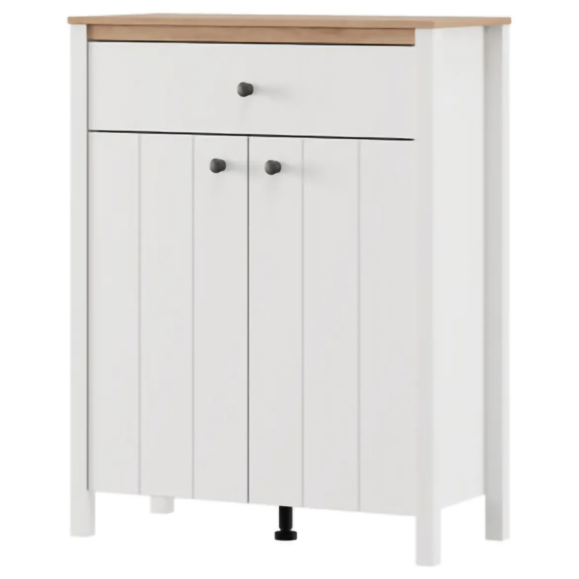 Mobile da Ingresso Bianco Marrone Rovere Specchio Incluso 5 Ripiani 120x40x45h cm, Appendiabiti - Crespino