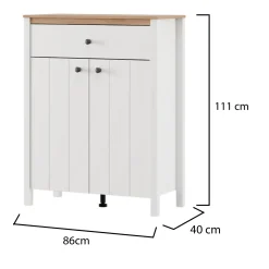 Mobile da Ingresso Bianco Marrone Rovere Specchio Incluso 5 Ripiani 120x40x45h cm, Appendiabiti - Crespino