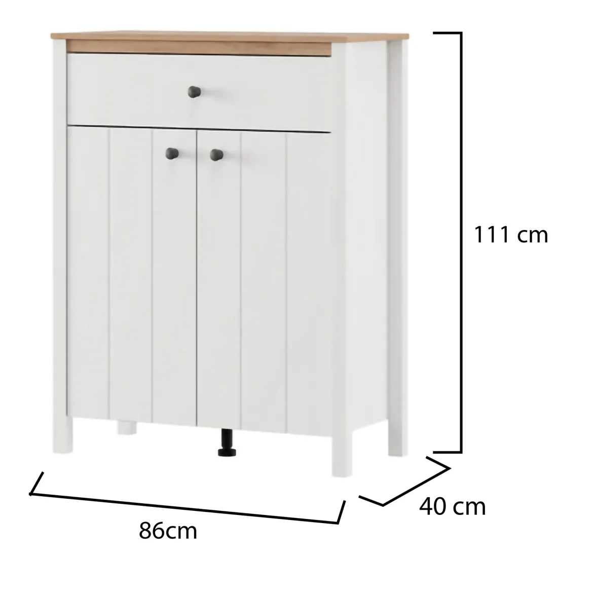 Mobile da Ingresso Bianco Marrone Rovere Specchio Incluso 5 Ripiani 120x40x45h cm, Appendiabiti - Crespino