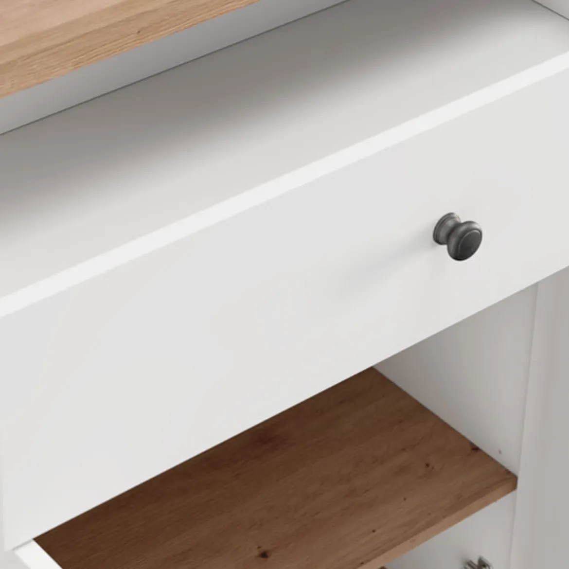 Mobile da Ingresso Bianco Marrone Rovere Specchio Incluso 5 Ripiani 120x40x45h cm, Appendiabiti - Crespino