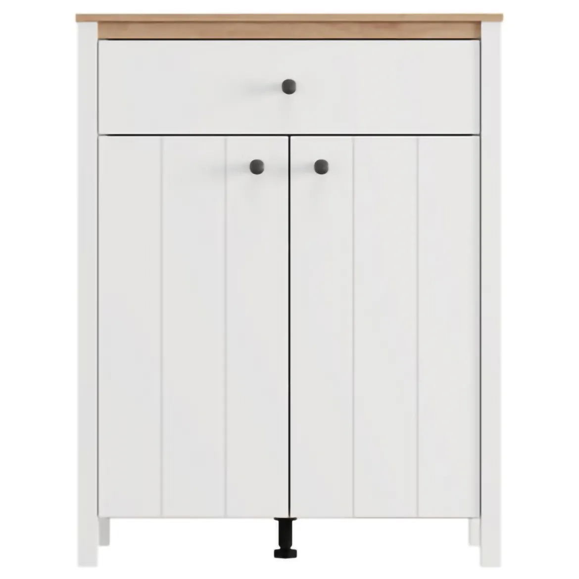 Mobile da Ingresso Bianco Marrone Rovere Specchio Incluso 5 Ripiani 120x40x45h cm, Appendiabiti - Crespino