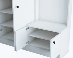 Mobile da Ingresso Bianco Nero 5 Ripiani Appendiabiti 120x37x183h cm, 4 Ante - Grue