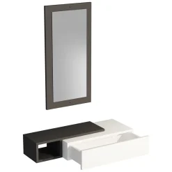 Mobile da Ingresso Bianco Nero Appendiabiti 6 Ripiani 112x35x170h cm, Apertura a Ribalta - Aiello