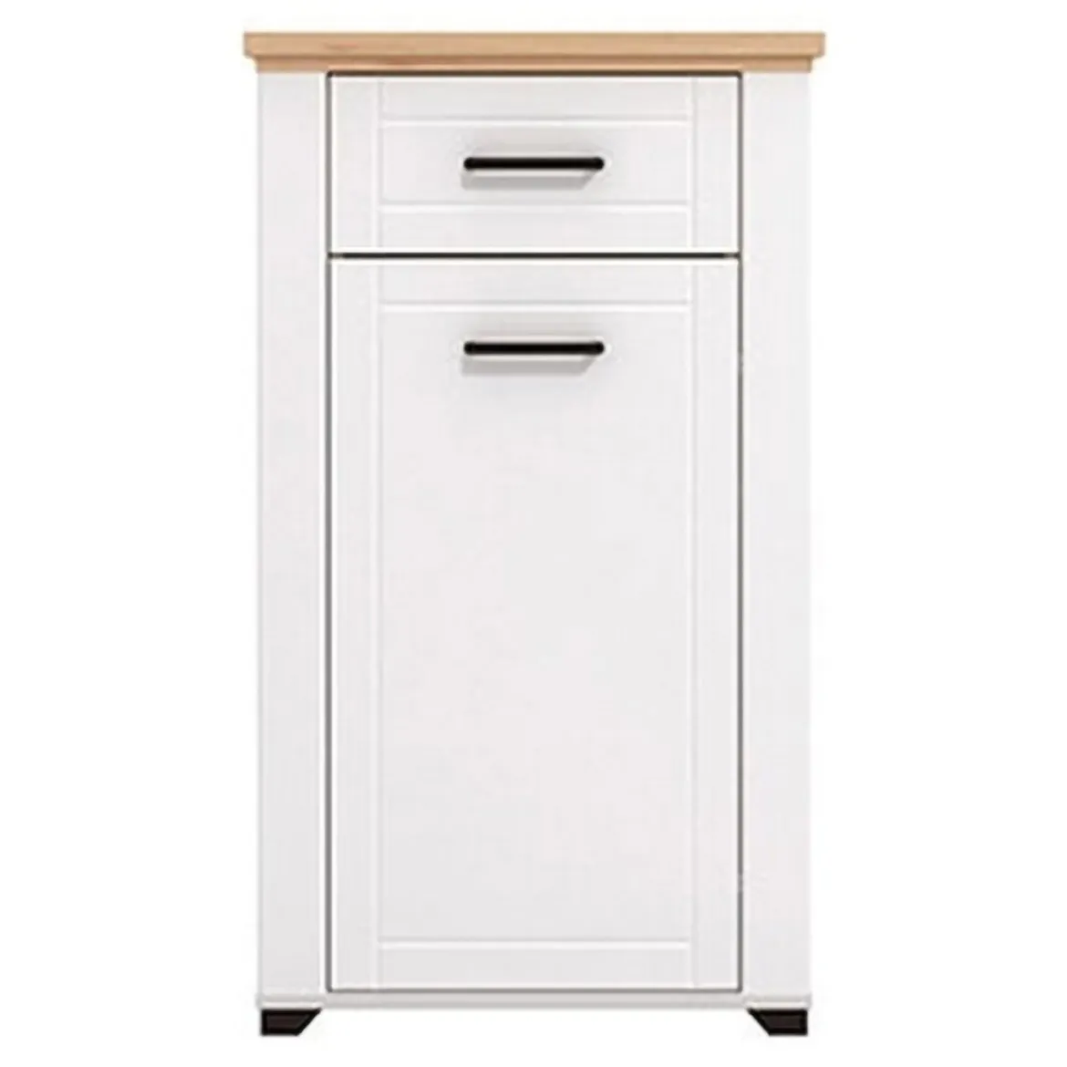 Mobile da Ingresso Bianco Opaco Marrone Rovere un Cassetto 2 Ripiani 60.5x41x105h cm, Un'anta - Rogeno