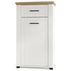 Mobile da Ingresso Bianco Opaco Marrone Rovere un Cassetto 2 Ripiani 60.5x41x105h cm, Un'anta - Rogeno