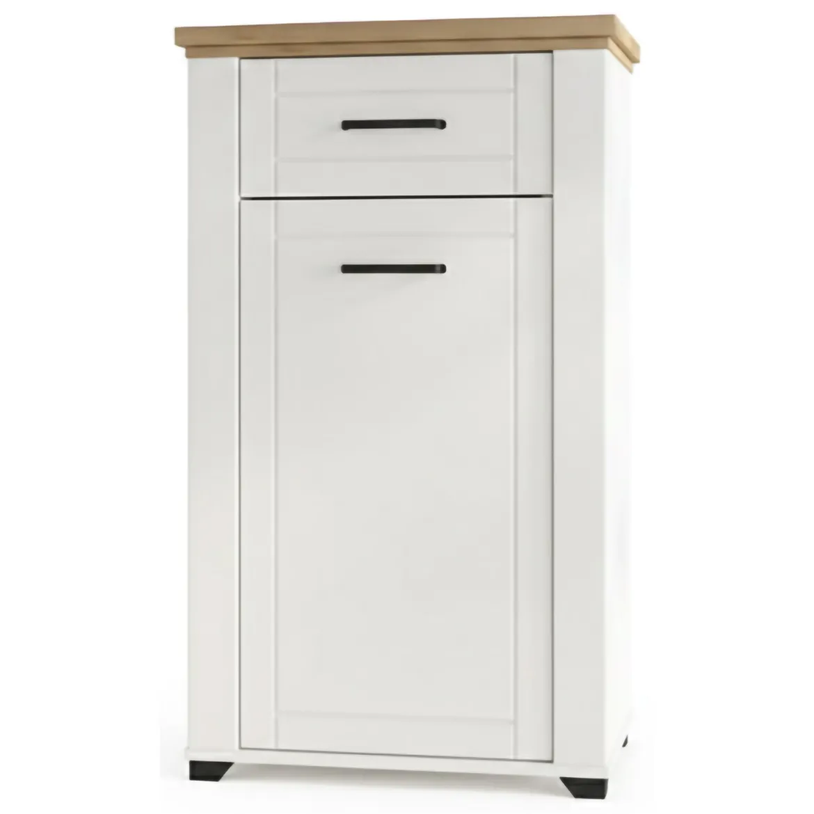 Mobile da Ingresso Bianco Opaco Marrone Rovere un Cassetto 2 Ripiani 60.5x41x105h cm, Un'anta - Rogeno
