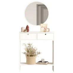 Mobile da Ingresso Bianco Specchio Incluso Modulabile 80x24x90h cm, 2 Ante - Chiarano