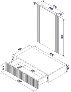 Mobile da Ingresso Bianco Specchio Incluso Paia 80x42x97h cm, un Cassetto - Premolo