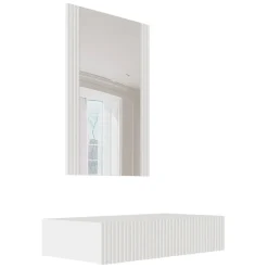 Mobile da Ingresso Bianco Specchio Incluso Paia 80x42x97h cm, un Cassetto - Premolo