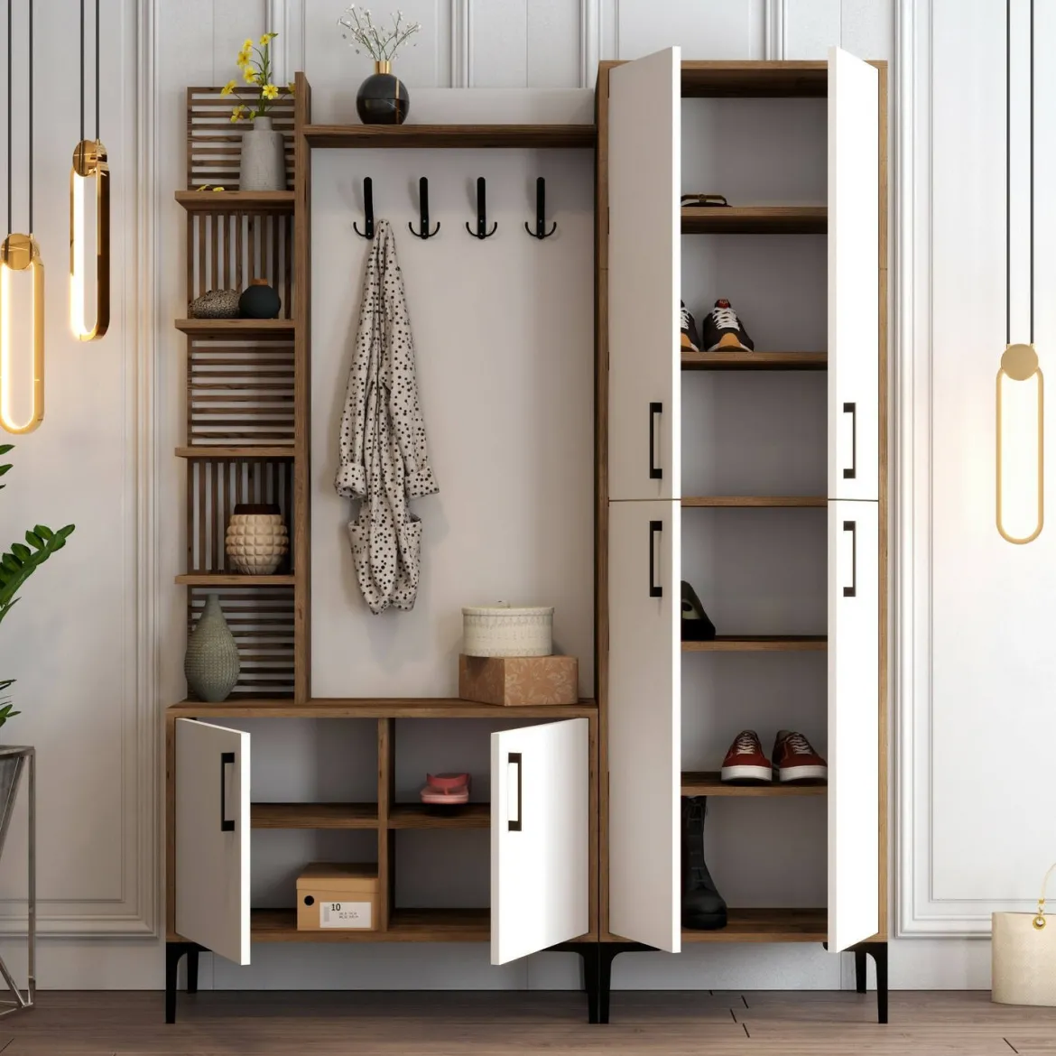 Mobile da ingresso da parete antracite e nero 78x182h cm - Varsavia