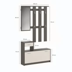 Mobile da ingresso Garolfo, 100x25h180 cm, Bianco e Betulla