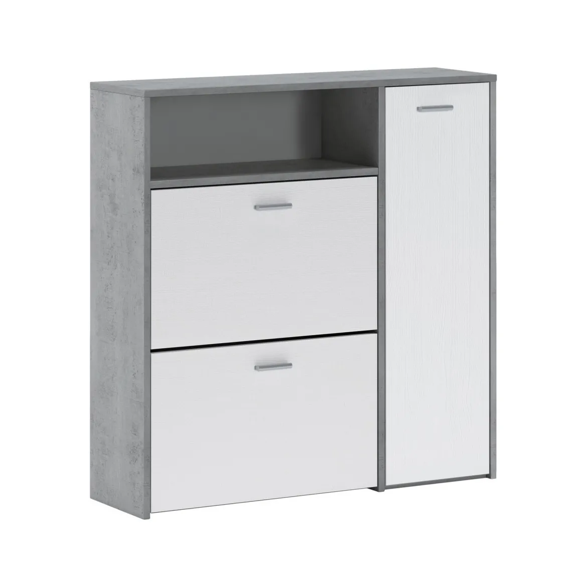 Mobile da Ingresso Grigio Cemento Bianco 04-mag Paia 3 Ripiani 91.5x26.6x94h cm, 3 Ante - Scultore