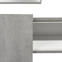Mobile da Ingresso Grigio Cemento Bianco Specchio Incluso un Ripiano 100x31x75h cm, Appendiabiti - Limbadi