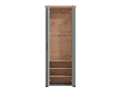 Mobile da Ingresso Grigio Marrone Rovere Nodi Specchio Incluso 3 Ripiani 75x41x194.5h cm, Appendiabiti - Coggiola