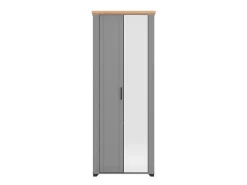 Mobile da Ingresso Grigio Marrone Rovere Nodi Specchio Incluso 3 Ripiani 75x41x194.5h cm, Appendiabiti - Coggiola