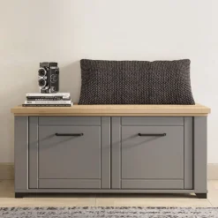 Mobile da Ingresso Grigio Marrone Rovere un Ripiano 2 Ante 103.5x41x47.5h cm, 2 Vani - Menfi