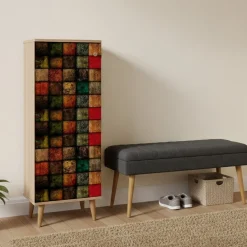 Mobile da Ingresso Marrone Quercia Nero Antracite 16 Paia Cassetti 50x38x135h cm, 7 Ripiani - Podgorica