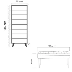 Mobile da Ingresso Marrone Quercia Nero Antracite 16 Paia Cassetti 50x38x135h cm, 7 Ripiani - Podgorica