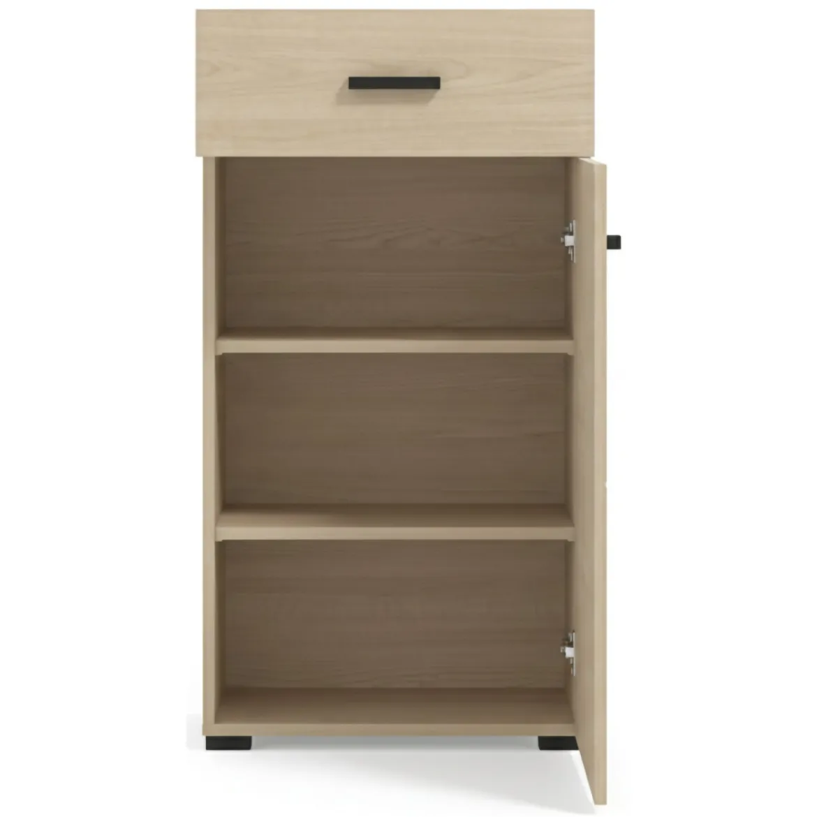 Mobile da Ingresso Marrone Rovere Chiaro Nero un Cassetto 2 Ripiani 51.5x35x98h cm, Un'anta - Trevi