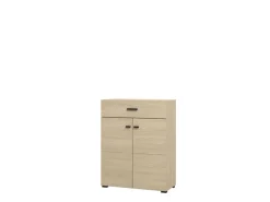 Mobile da Ingresso Marrone Rovere Chiaro Nero un Cassetto 2 Ripiani 77x35x98h cm, 2 Ante - Torrice