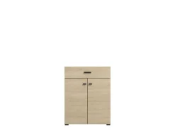 Mobile da Ingresso Marrone Rovere Chiaro Nero un Cassetto 2 Ripiani 77x35x98h cm, 2 Ante - Torrice