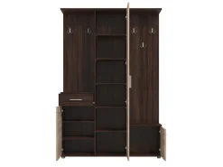 Mobile da Ingresso Marrone Rovere Marrone Noce Specchio Incluso un Cassetto 133.5x33x197.5h cm, 9 Ripiani - Volpara