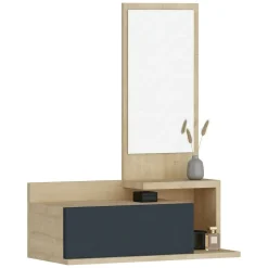 Mobile da Ingresso Marrone Rovere Nero Appendiabiti 2 Ripiani 113x35x49h cm, Apertura a Ribalta - Serina