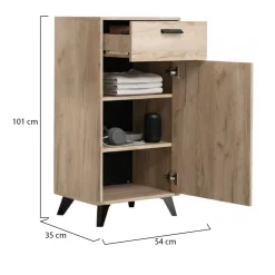 Mobile da Ingresso Marrone Rovere Nero un Ripiano 2 Ante 77x35x40.5h cm, 2 Vani - Druento
