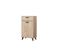 Mobile da Ingresso Marrone Rovere Nero un Ripiano 2 Ante 77x35x40.5h cm, 2 Vani - Druento