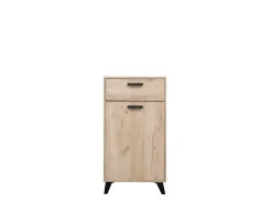 Mobile da Ingresso Marrone Rovere Nero un Ripiano 2 Ante 77x35x40.5h cm, 2 Vani - Druento