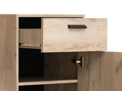 Mobile da Ingresso Marrone Rovere Nero un Ripiano 2 Ante 77x35x40.5h cm, 2 Vani - Druento