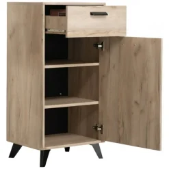 Mobile da Ingresso Marrone Rovere Nero un Ripiano 2 Ante 77x35x40.5h cm, 2 Vani - Druento