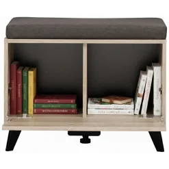 Mobile da Ingresso Marrone Rovere Nero un Ripiano Un'anta 68x35x52.5h cm, 2 Vani - Lainate