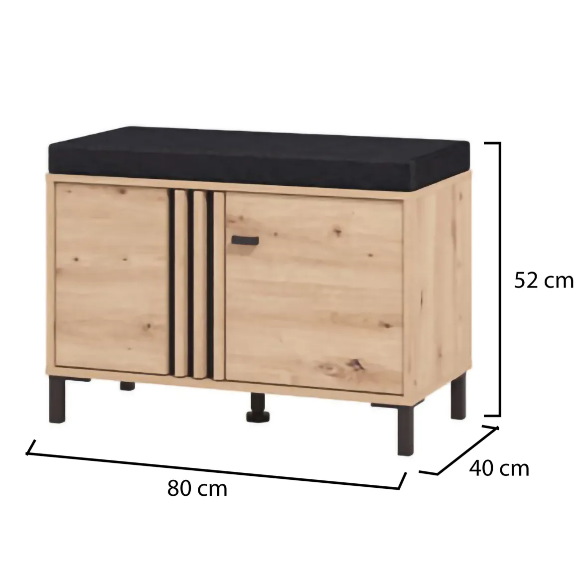 Mobile da Ingresso Marrone Rovere Nodi Grigio Scuro un Ripiano Apertura Battente 80x40x49h cm, 2 Ante - Pincara
