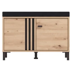 Mobile da Ingresso Marrone Rovere Nodi Grigio Scuro un Ripiano Apertura Battente 80x40x49h cm, 2 Ante - Pincara