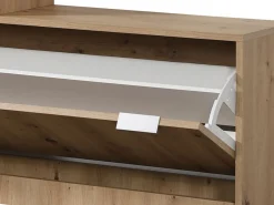 Mobile da Ingresso Marrone Rovere Nodi Grigio Specchio Incluso 4 Ripiani 100x29x191.5h cm, Appendiabiti - Tonengo