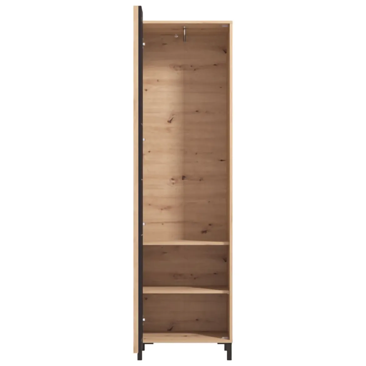 Mobile da Ingresso Marrone Rovere Nodi Nero Specchio Incluso 2 Ripiani 193x55x40h cm, Appendiabiti - Apia