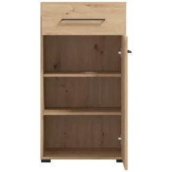 Mobile da Ingresso Marrone Rovere Nodi Nero un Cassetto 2 Ripiani 54.5x40x101.5h cm, Un'anta - Pincara