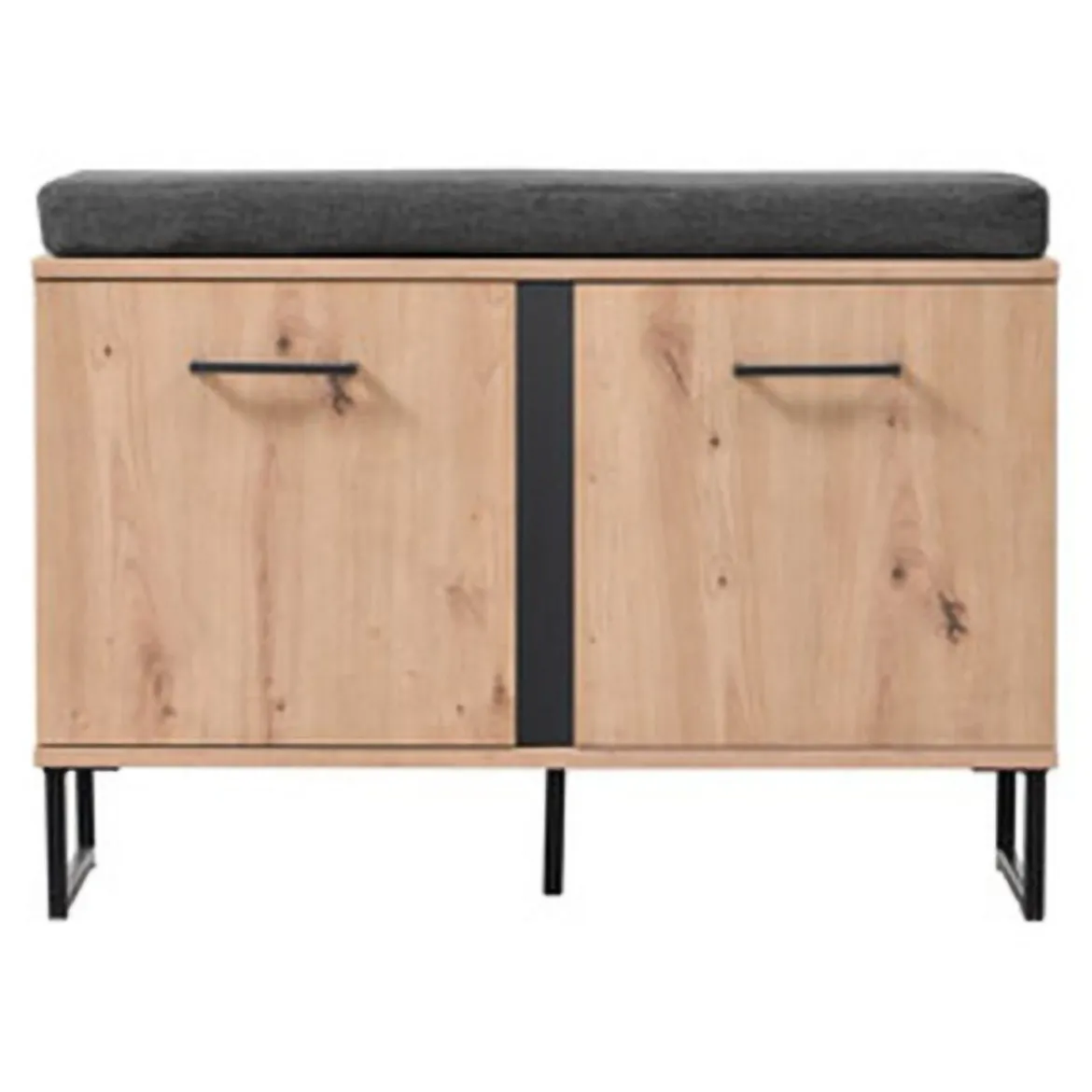 Mobile da Ingresso Marrone Rovere Nodi Nero un Ripiano 2 Ante 84.5x35x59.5h cm, 2 Vani - Roascio