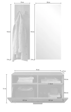 Mobile da Ingresso Marrone Rovere Specchio Incluso un Ripiano 82x30x15h cm, Modulabile - Cremano