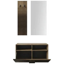 Mobile da Ingresso Marrone Rovere Specchio Incluso un Ripiano 82x30x15h cm, Modulabile - Cremano