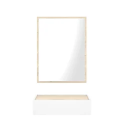 Mobile da ingresso piccolo con specchio e 1 cassetto bianco e rovere 33x16h cm - Astolfo