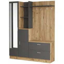 Mobile da ingresso porta scarpe 4 ante quercia e antracite 140x181h cm - Anumali