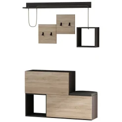 Mobile da ingresso sospeso 2 ante antracite e rovere 120x76h cm - Libeccio