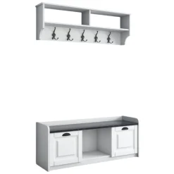 Mobile da ingresso sospeso 2 ante bianco e grigio 120x37h cm - Frank